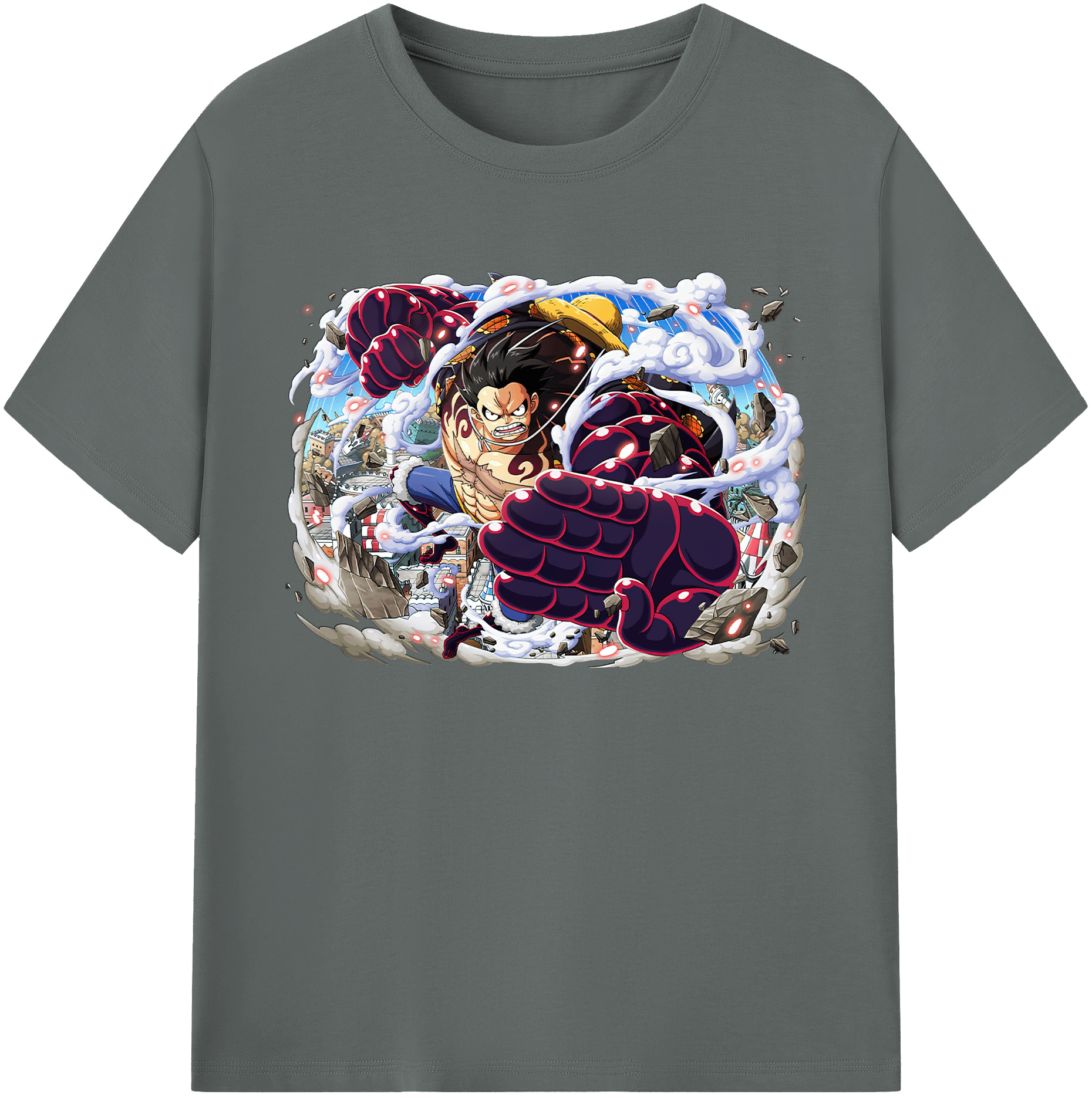 ワンピース モンキー・D・ルフィ ONE PIECE Monkey D. Luffy 綿100％ メンズ半袖Tシャツ｜肌触りやわらか＆通気性